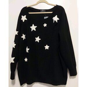 G by Giuliana Womens Plus Sweater Navy White Stars 3X NWOT
